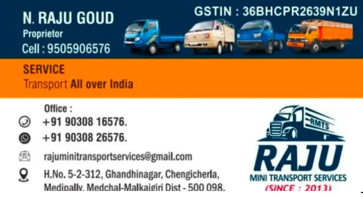 transport commission agents in Malkajgiri : Raju Mini Transport Services in Medchal