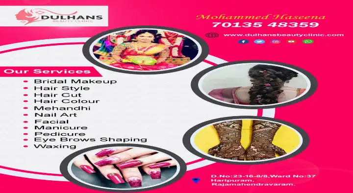 Dulhans Beauty Clinic in Haripuram, Rajahmundry (Rajamahendravaram)