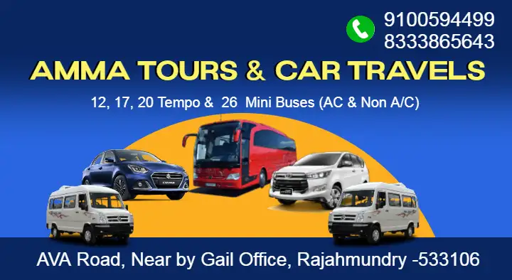 Amma Tours and Car Travels in AVA Road, Rajahmundry