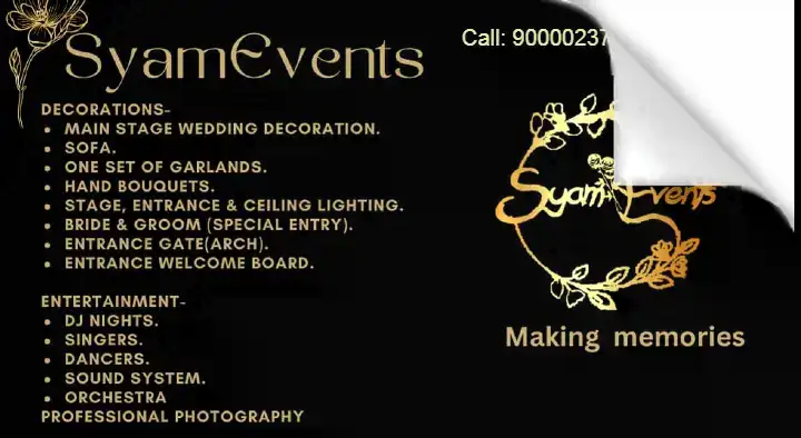 Professional Videographers And Photographers in Rajahmundry (Rajamahendravaram) : Syam Events (Making Memories) in Lalacheruvu