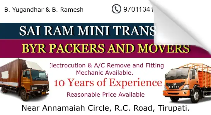 Sai Ram Mini Transport and BYR Packers and Movers in RC road, Tirupati