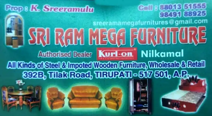 Furniture Shops in Tirupati  : Sri Ram Mega Furniture in Tilak Road