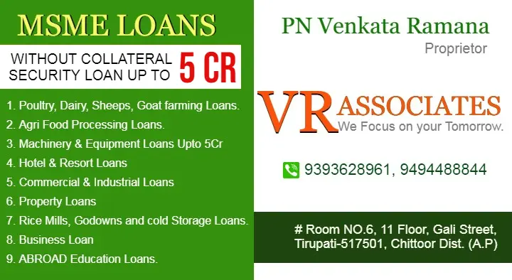 Finance And Loans in Tirupati  : VR Associates in Gali Street 