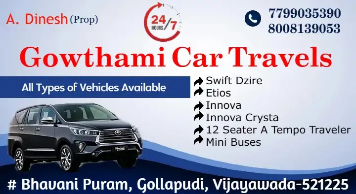 luxury vehicles in Vijayawada : Gowthami Car Travels in Gollapudi