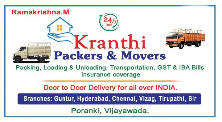 Kranthi Packers and Movers in Poranki, Vijayawada