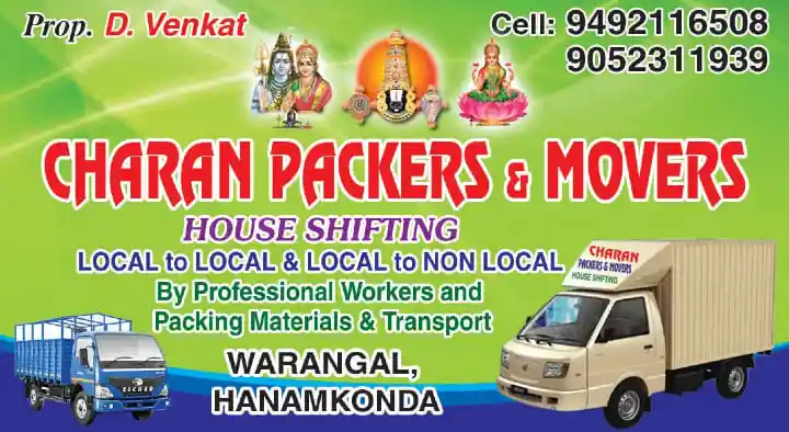 Charan Packers and Movers in Hanamkonda, Warangal