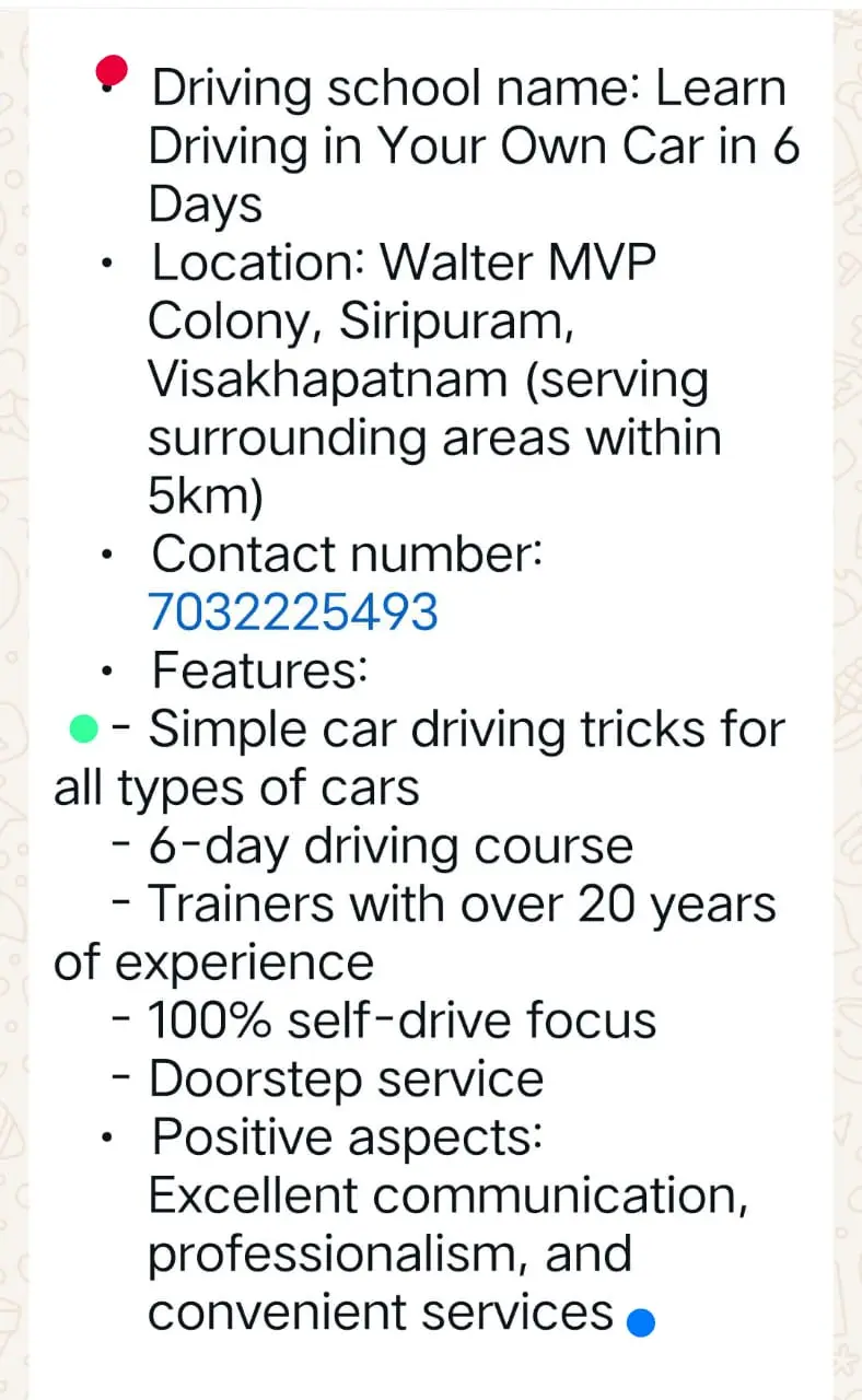 learn driving in your own car in 6days siripuram in visakhapatnam - Photo No.1