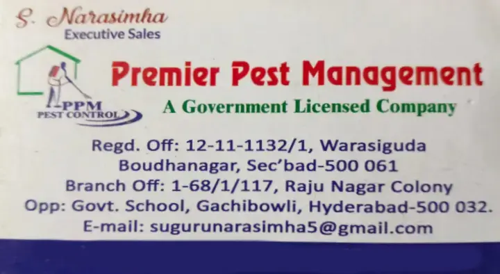 Premier Pest Management in secunderabad