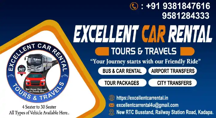 Excellent Car Rental Tours and Travels in Railway Station Road