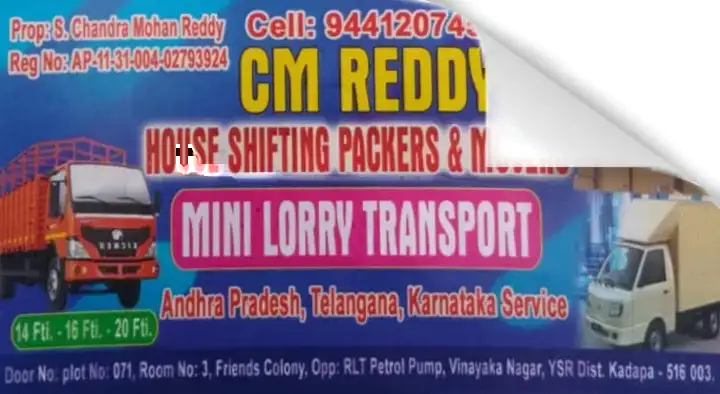 CM Reddy House Shifting Packers and Movers in Vinayaka Nagar