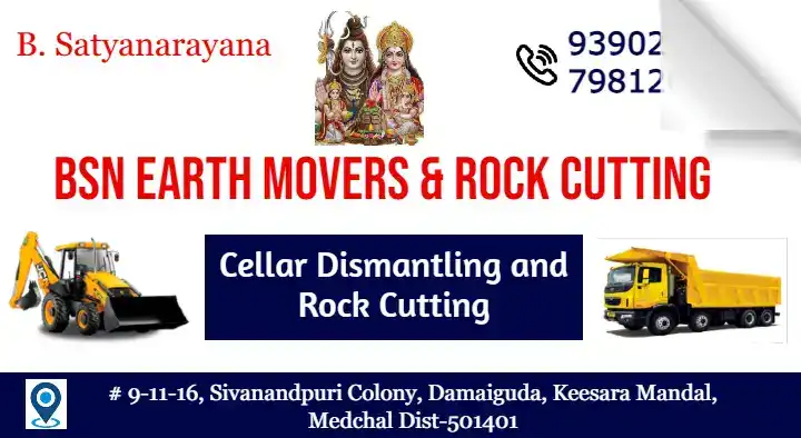 BSN Earth Movers and Rock Cutting in Medchal