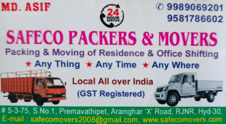 Safeco Packers and Movers in Vinayak Nagar