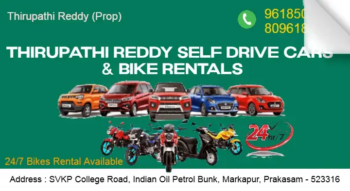 Thirupathi Reddy Self Drive Cars and Bike Rentals in Markapuram