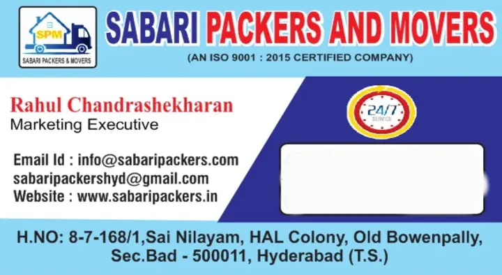 Sabari Packers and Movers in Old Bowenpally