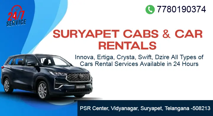 Suryapet Cabs and Car Rentals in Vidyanagar