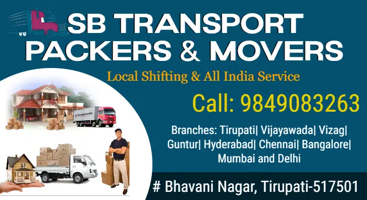 SB Transport Packers and Movers in Bhavani Nagar