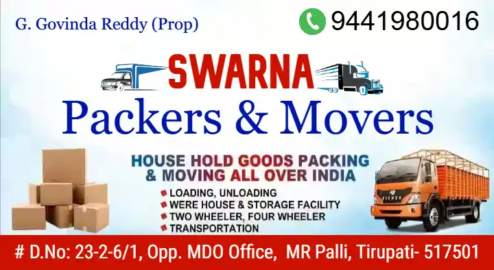 Swarna Packers and Movers in MR Palli