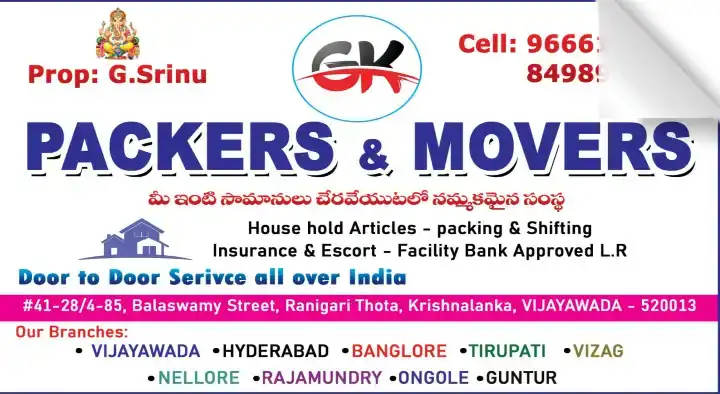 GK Packers and Movers in Krishnalanka