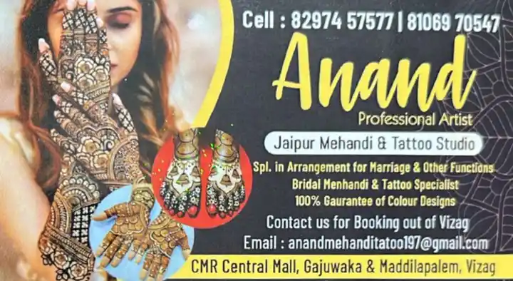 Anand Professional Artist (Jaipur Mehendi and Tattoo Studio) in Maddilapalem