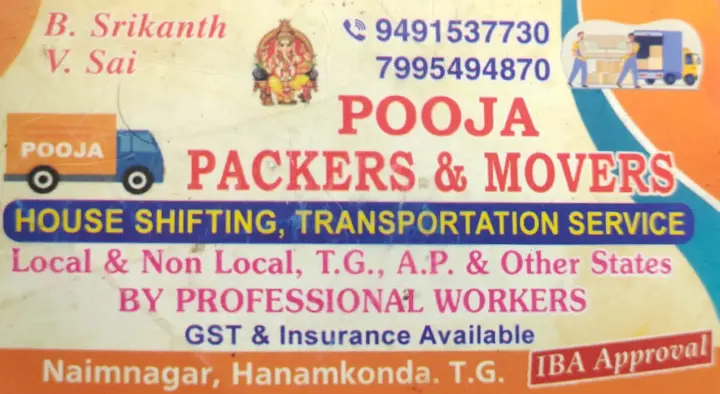 Pooja Packers and Movers in Hanamkonda